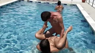 My husband cheats on me with my stepsister and they fuck in the pool when I'm distracted