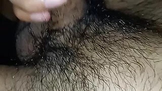 Masturbation with a hairy penis