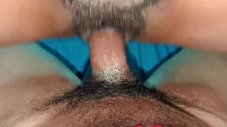 African babe has hairy pussy mounted on my big cock to fuck.