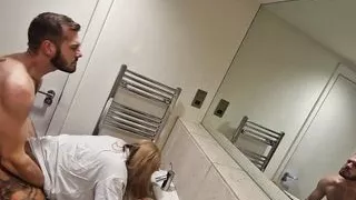 Tabbyanne Fucked hard in bathroom and pussy creampied dirty gym milf leaks cum on floor bradford slut