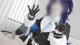BlueArchive Yuka Hayase cosplaying femdom glove lotion handjob