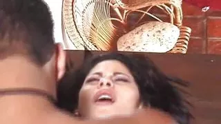 Horny Guy Pumps His Brazilian Girl with Tight Pussy on the Stairs