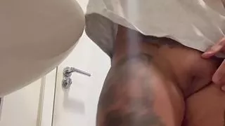 sexy muscle milf tabbyanne fucked hard pussy filled with a creampie in bathroom