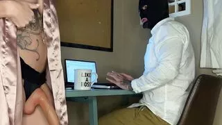 Surprise Pegging for Husband Working in the Home Office