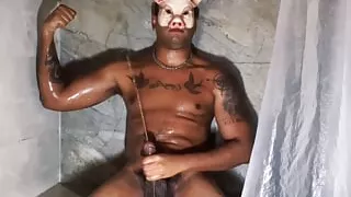 Bastard pig:black cock pissing humiliation