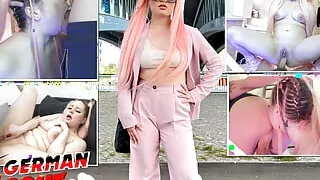 German Scout - Pink Hair Teen Maria Gail with Saggy Tits at Rough Anal Sex Casting