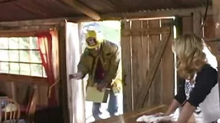 During DP, a Raunchy Brunette Grins and Swallows Hot Come From the Two Lustful Guys.