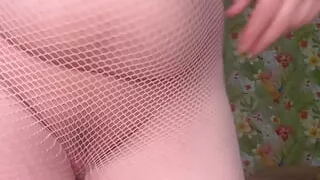 Stuff fishnet pantyhose in my cunt for first time and squirt before send it to fan