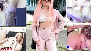 GERMAN SCOUT - Pink Hair Teen Maria Gail with Saggy Tits at Rough Anal Sex Casting