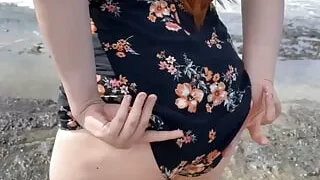 Flash ass public on the beach