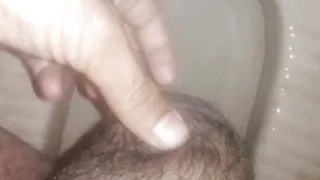 Small cock show hairy handjob piss