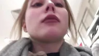 The Blonde Siberian Bitch Ayah Sparks Masturbates in the Fitting Room and Fucks with the Seller