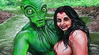 Erotic Art Or Drawing Of Sexy Indian Desi Bhabhi in Love With an Extraterrestrial Alien