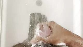 solo guy soup masturbating in bathroom