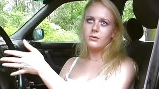 A chubby German babe enjoys eating cum in the woods