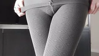 Grey Pantyhose over Black Lycra