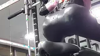 Dumb bimbo sissy fucktoy works out at gym