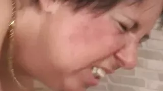 When the step-grandson jerks off in his grandma's face