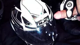 Biker masturbate and cum on his helmet