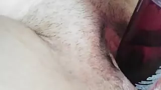 Big Dildo Enters My Wife's Overgrown And Hairy Pussy