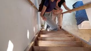 I discover my stepdaughter and her friend fucking on the stairs