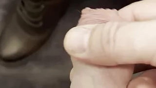 Here I fuck and squirt horny on my wife's very exclusive high brown lace-up leather boots