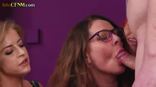 CFNM femdom secretaries give group blowjob in amateur action