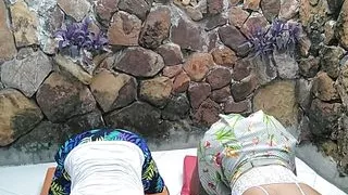 de-stressing by doing yoga and pleasuring my pussy