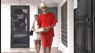 Pregnant woman sucks two men's cocks with lot of affection