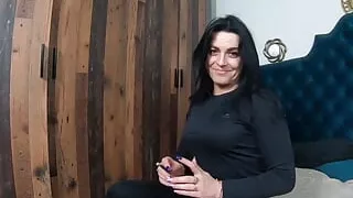 Tall Brunette Stunning Babe Spreads Her Long Legs for Some Fun