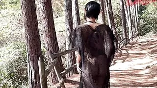 gothic elf, masturbating in the forest