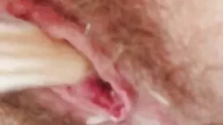 Rolling Pin In My Hairy Pissing Pussy