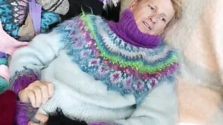 Sweater Fetish Mohair Angora soft pullovers and jumpers on a sweater bed, leading to a huge orgasm.