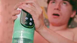 Cute Latino Twink Emmanuel Kokichi Using an Automatic Masturbator Toy For The First Time