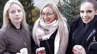 Christmas Market 3 Women Fucked 1 Man!