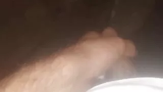 Public place cumshot in my big cock handjob