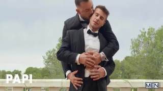 Allen King Kneels Down To Greedily Suck On Sir Peters Long, Thick Dick Before Taking A Ride On It - Papi 10 Min