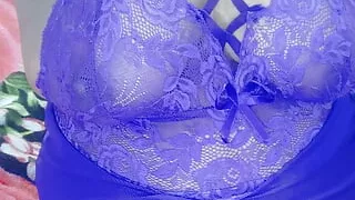 Boobs Show in Violet Dress