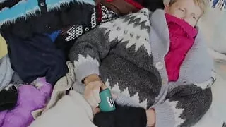 Sweater Fetish Sweater Bed. In a soft turtleneck and cardigan with sweater pants in my sweater bed.