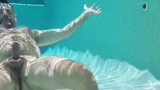 Daddy takes a swim and cums underwater!