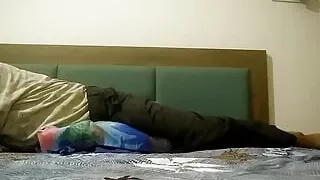 Bedroom pillow play with clothes