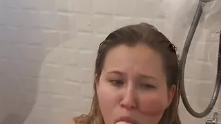 While the Beauty Was Taking a Shower She Wanted to Jerk off
