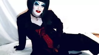Sissy Drag Queen in Heavy Makeup Plays with Butt Plugs, ass to mouth