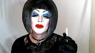 Heavy Makeup Sissy Slut Smokes and talks dirty