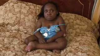 Black Midget with Big Tits and Nipples Gives Super Hot Blowjobs
