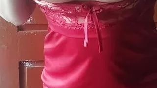 Indian bhabhi  doing oil massage of her big boobs