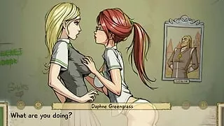 2 Lesbian Slutty School Girls Get it On In Hogwarts - Innocent Witches - Harry Potter - School Girl Outfit, Skirt Socks Panties