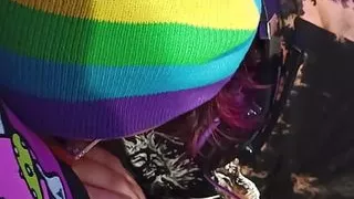 Trans girl interrupts her GFs game by shoving her cock in her mouth and throat fucking her