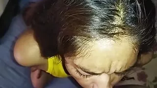 Neighbor slut sucking cock until she gets the milk straight into her mouth