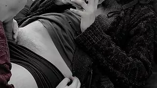 Slave choking on his Master's big cock